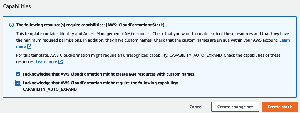 Choose Create Stack