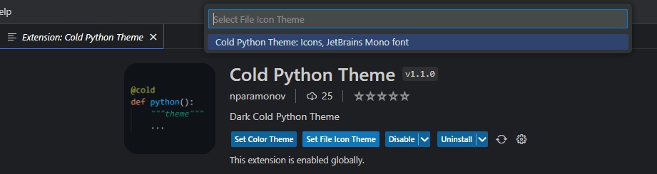 Select the File Icon Theme