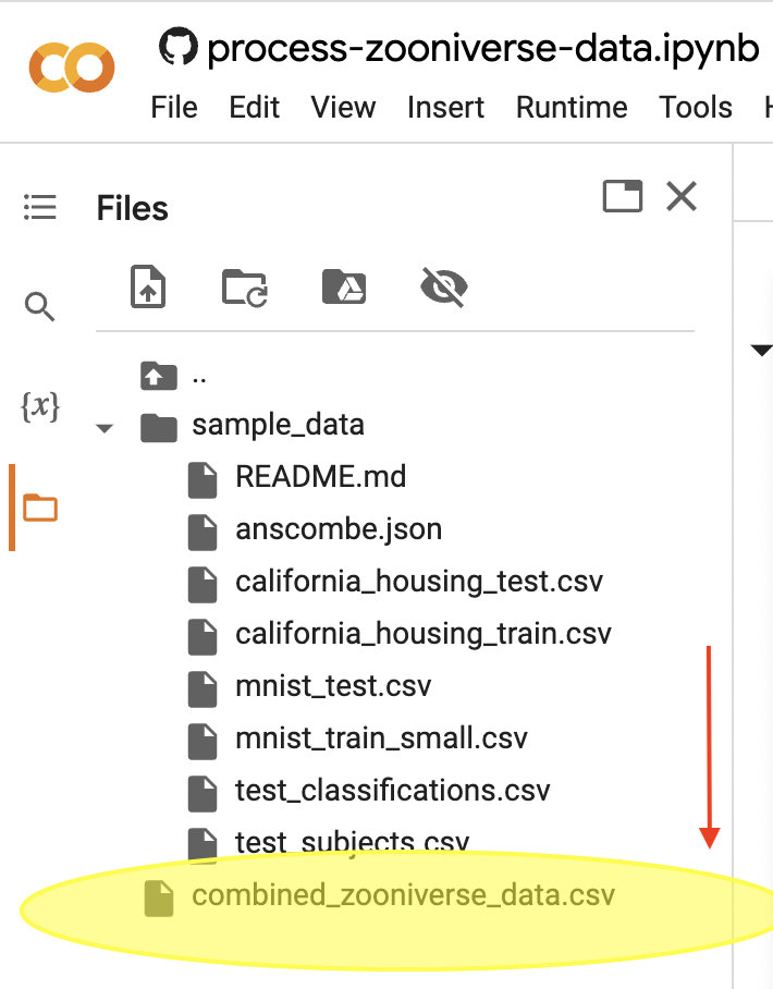 A screenshot that shows how to download your processed annotations from Google Colab