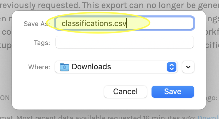 A screenshot that shows the renaming process of the CSV file