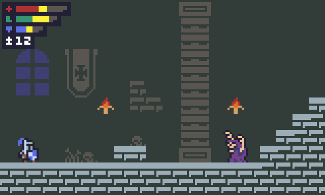 Game mockup with pixel art