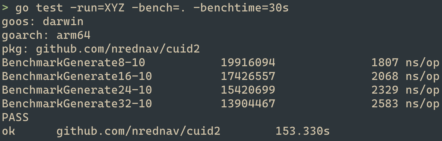 benchmarks of id generation