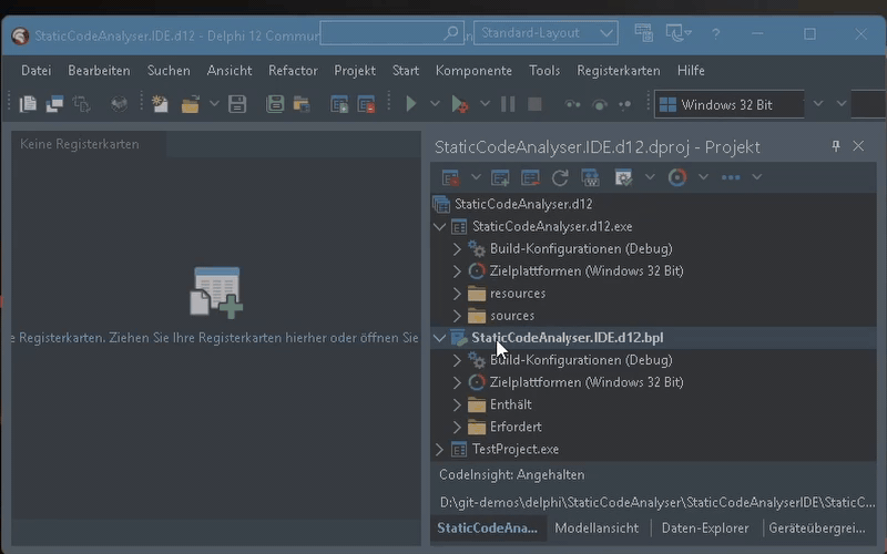 SCA in action โ analysis, findings, hover-overlays inside the Delphi IDE