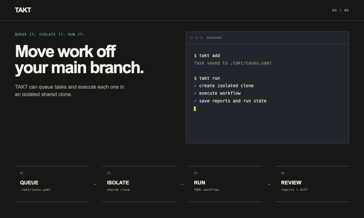 TAKT isolated task execution