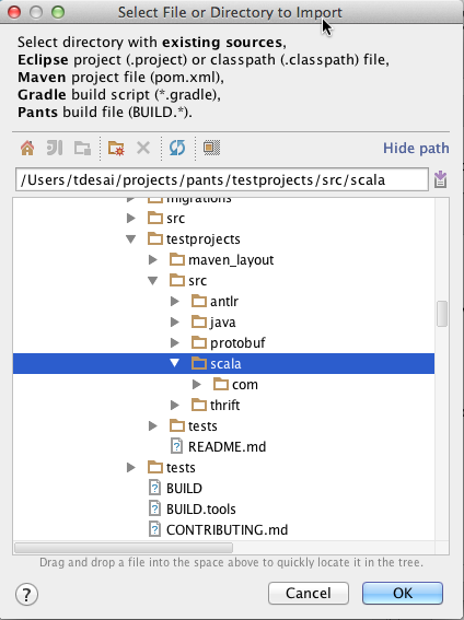 Import project from directory