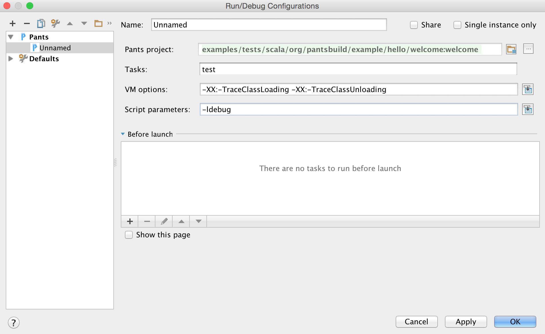 Configure Pants Task