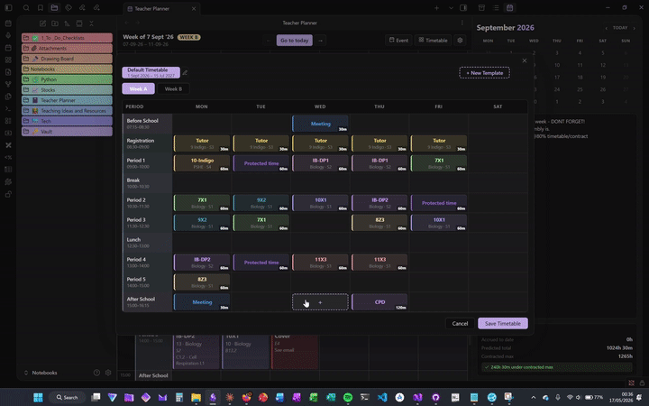 Timetable editor