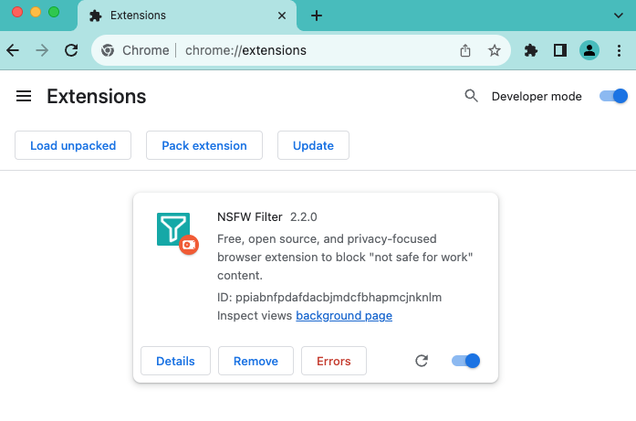 Load extension to Chrome in developer mode