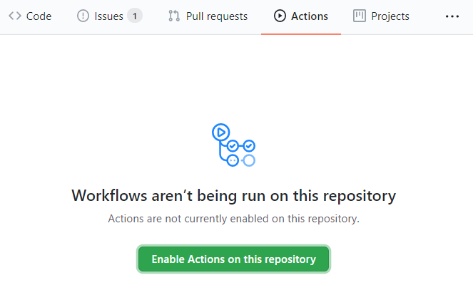 Enable Github Actions for the repository