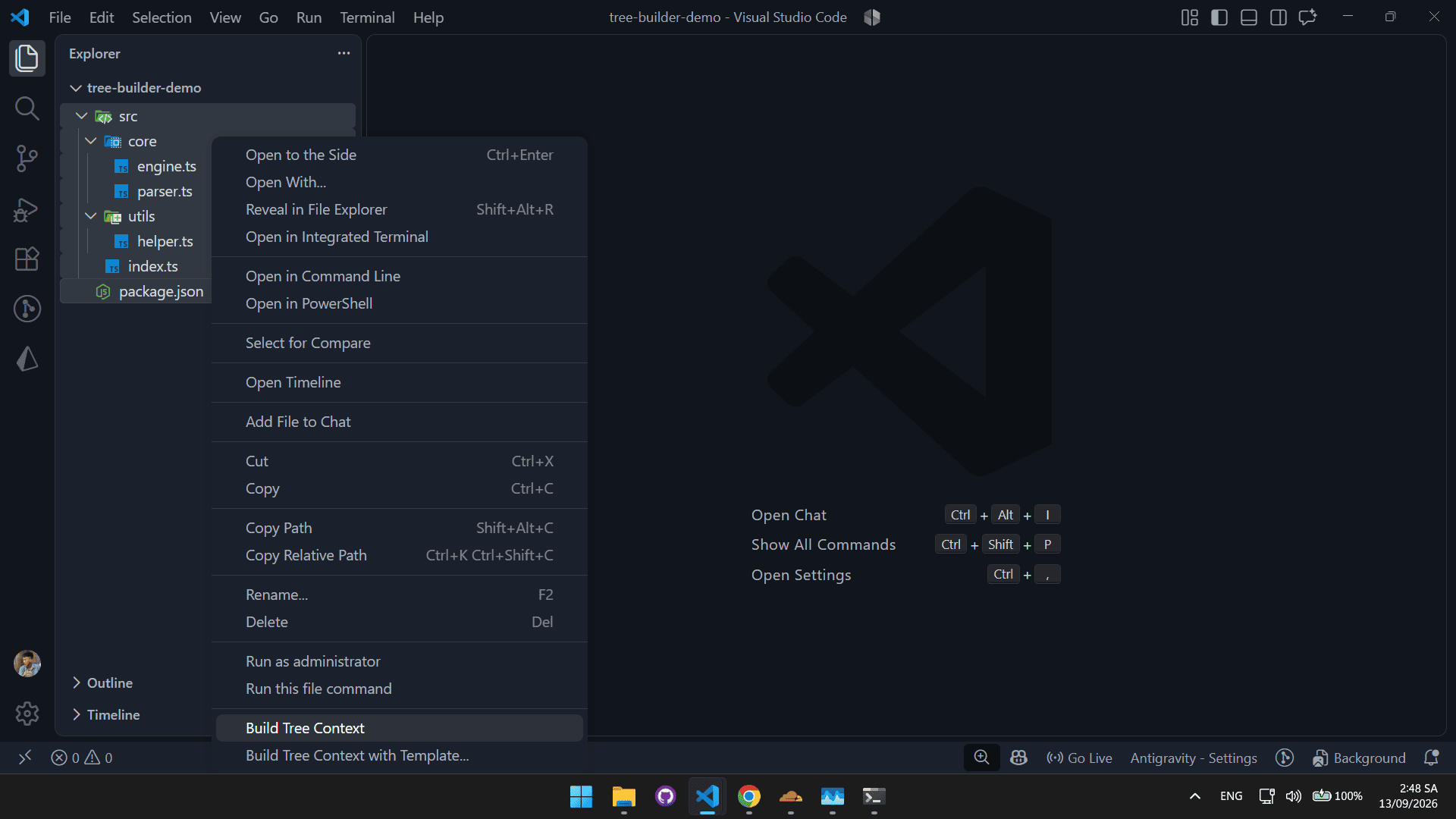 Explorer context menu