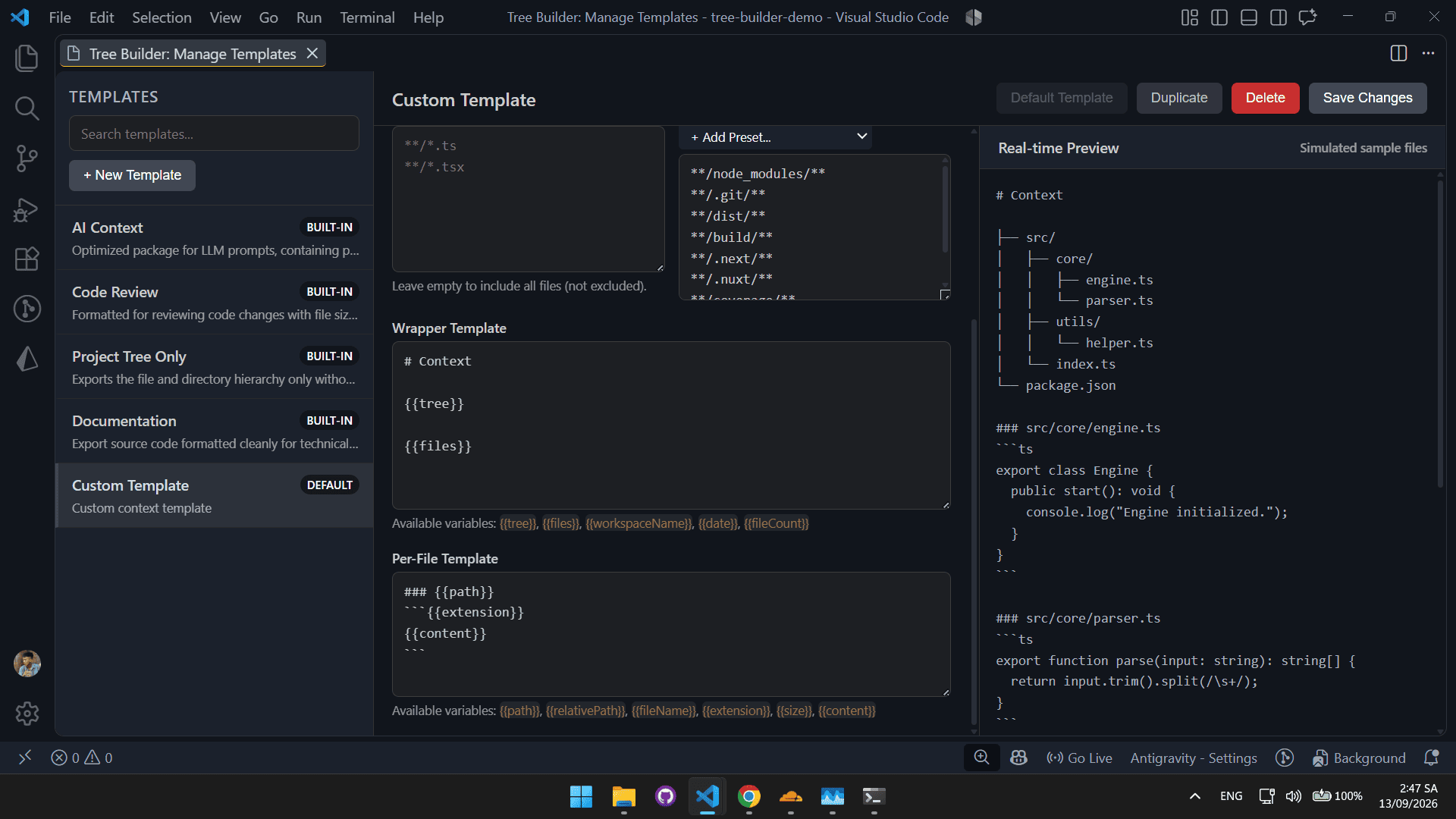 Template filters and fields