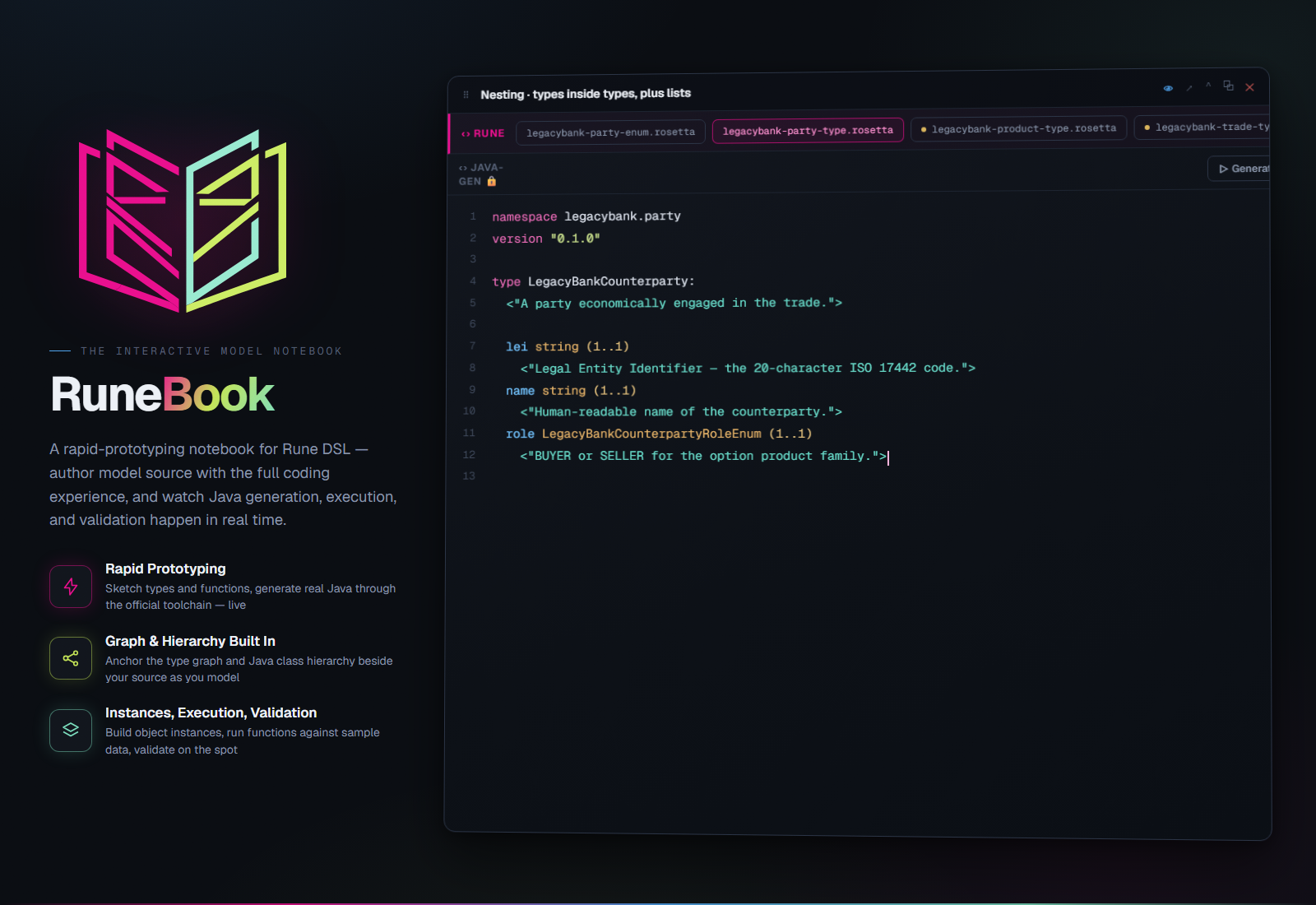 The RuneBook editor