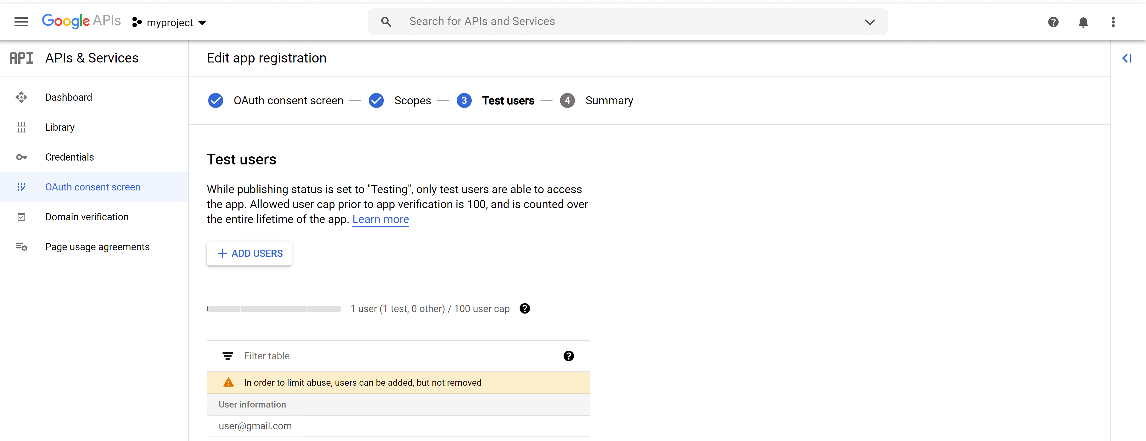 OAuth Consent Add Users