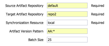 artifactRepositorySynchronization parameters