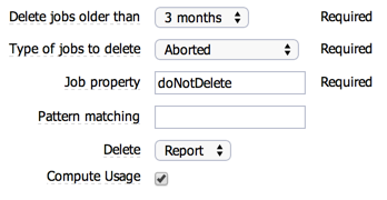 jobsCleanup parameters