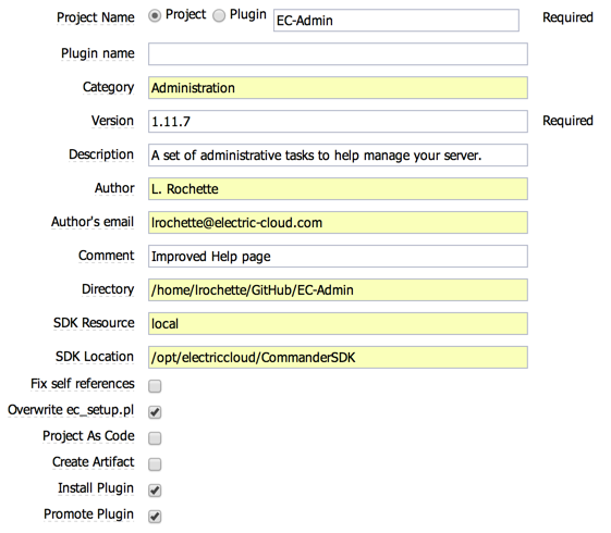 projectAsCode parameters