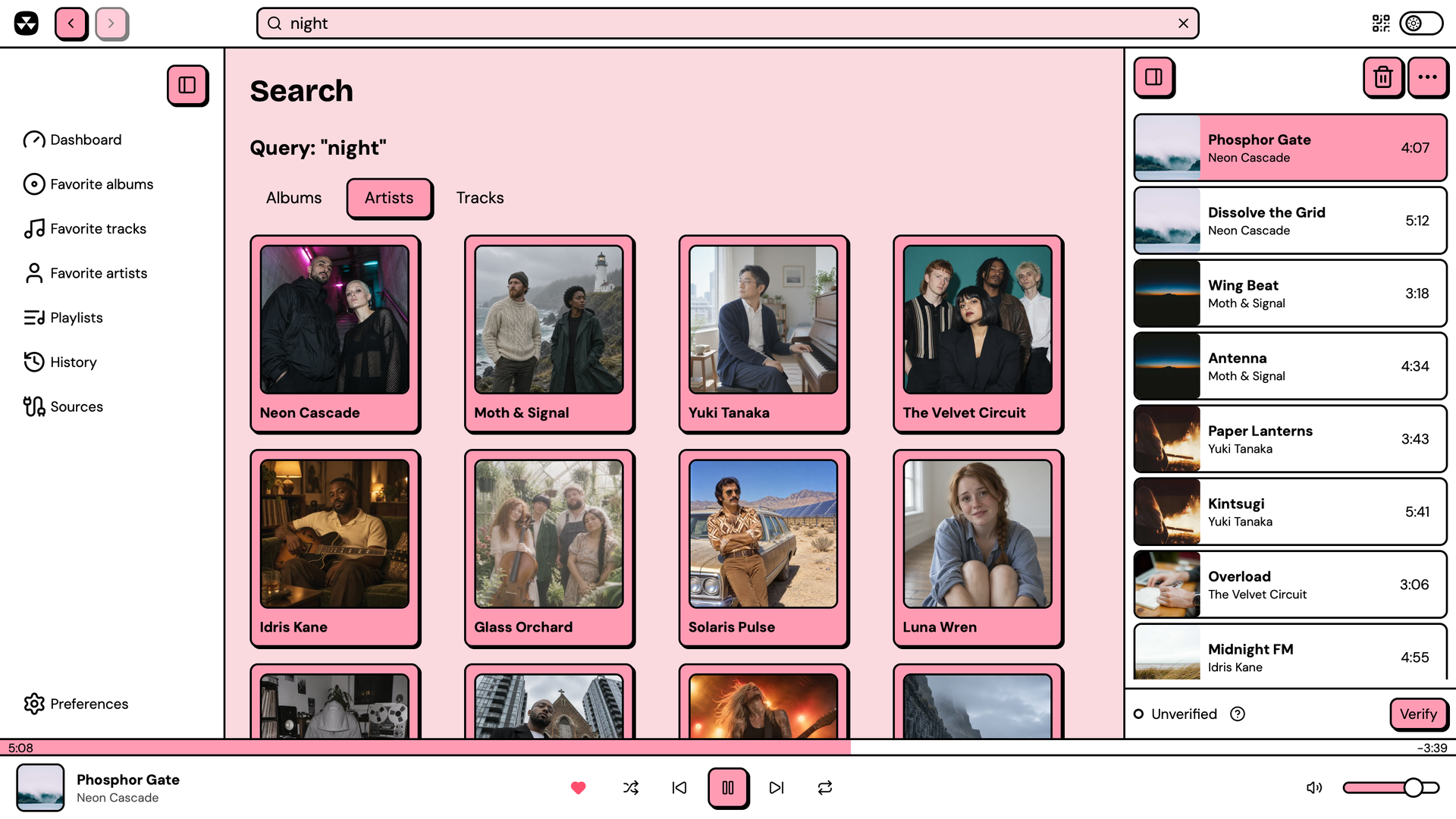 Search artists