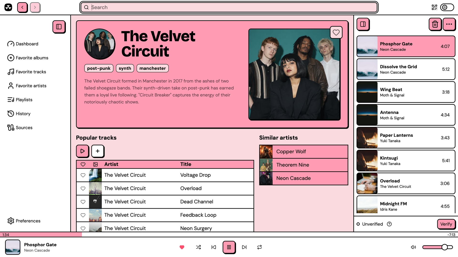 Artist page