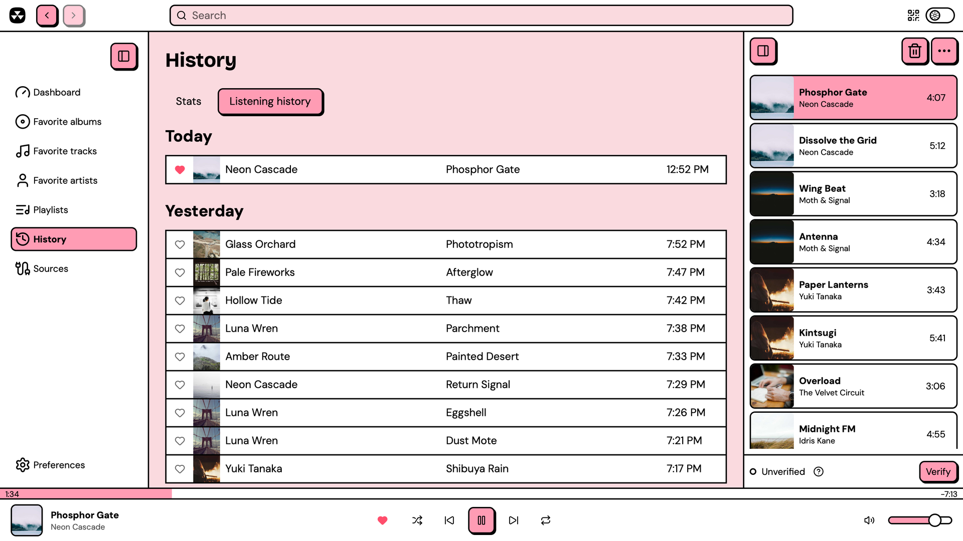 Listening history