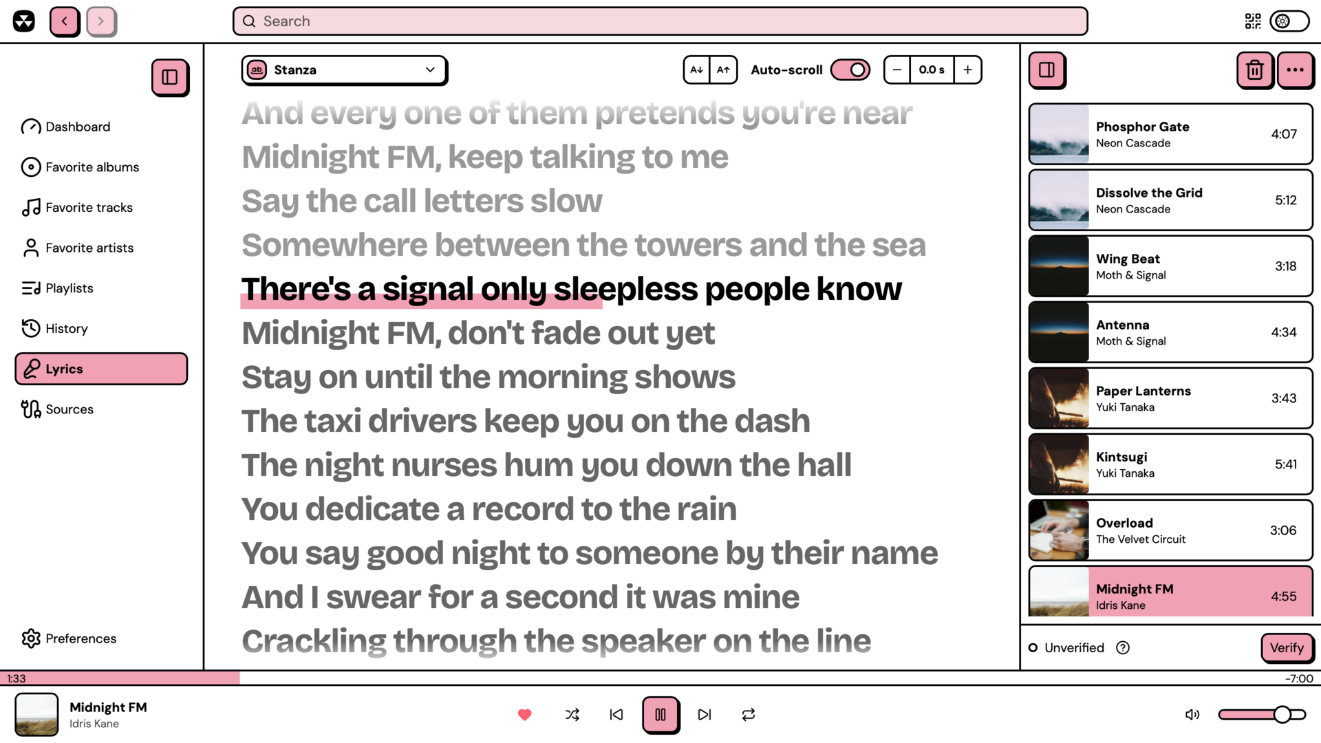 Synced lyrics