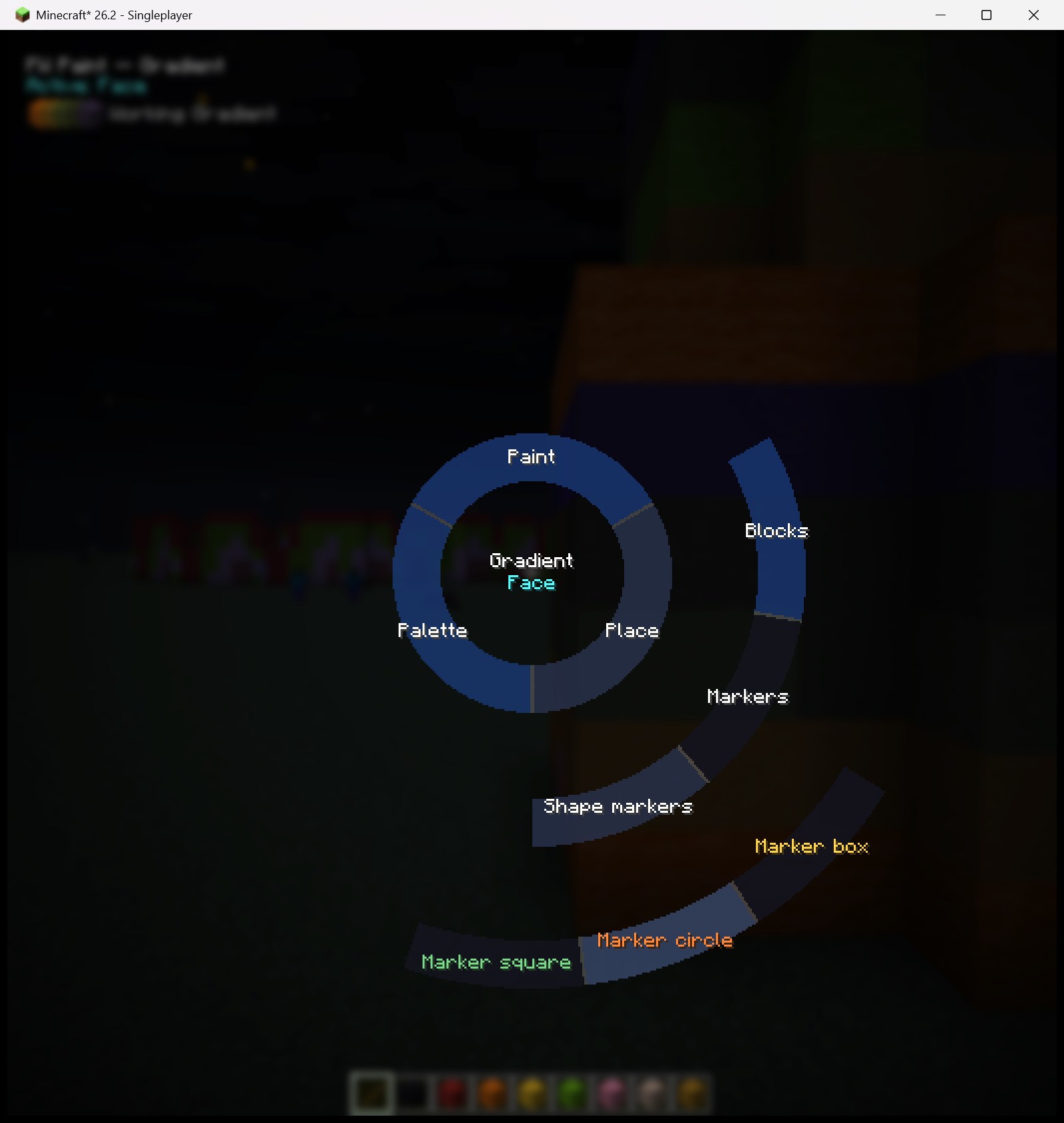 The selector wheel: Place fanned out to the shape-marker modes
