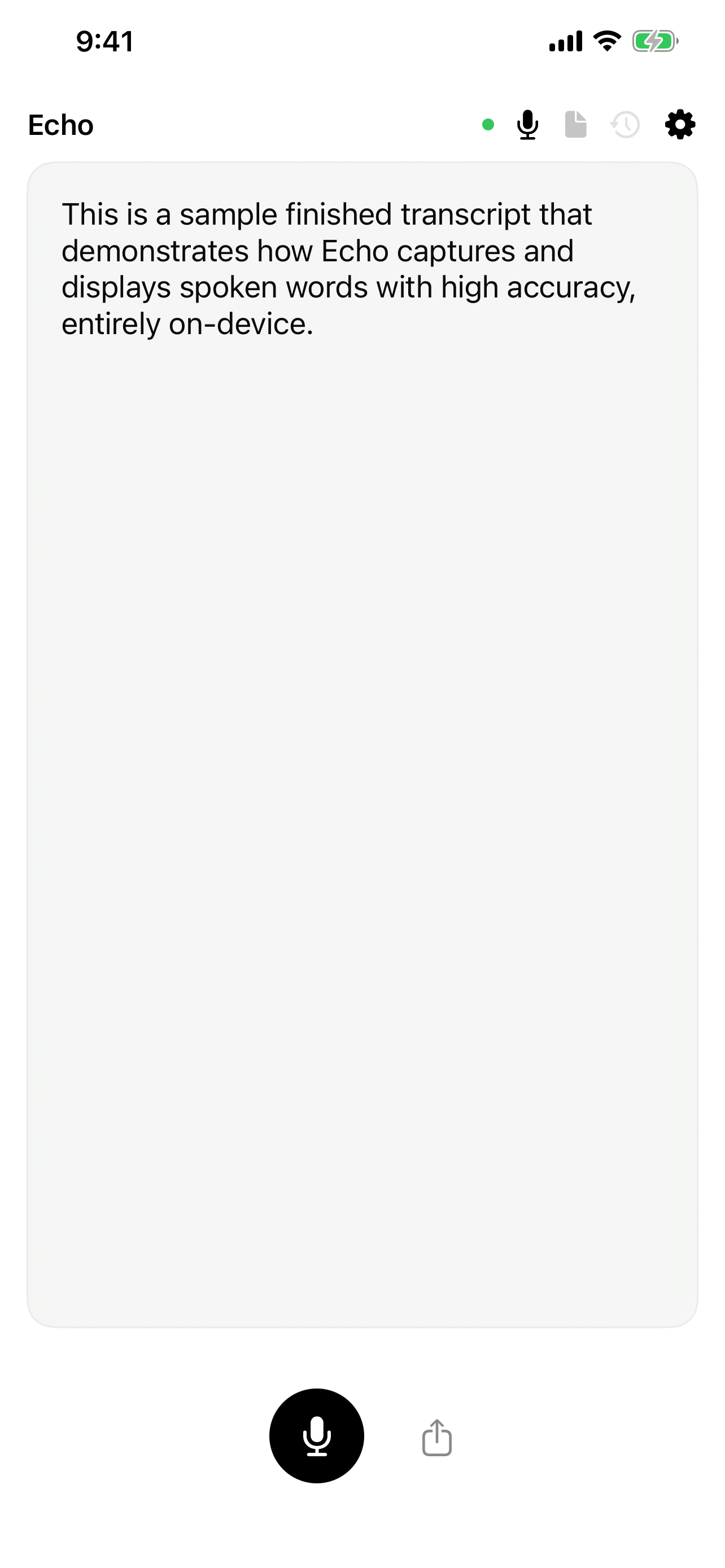 Echo finished transcript