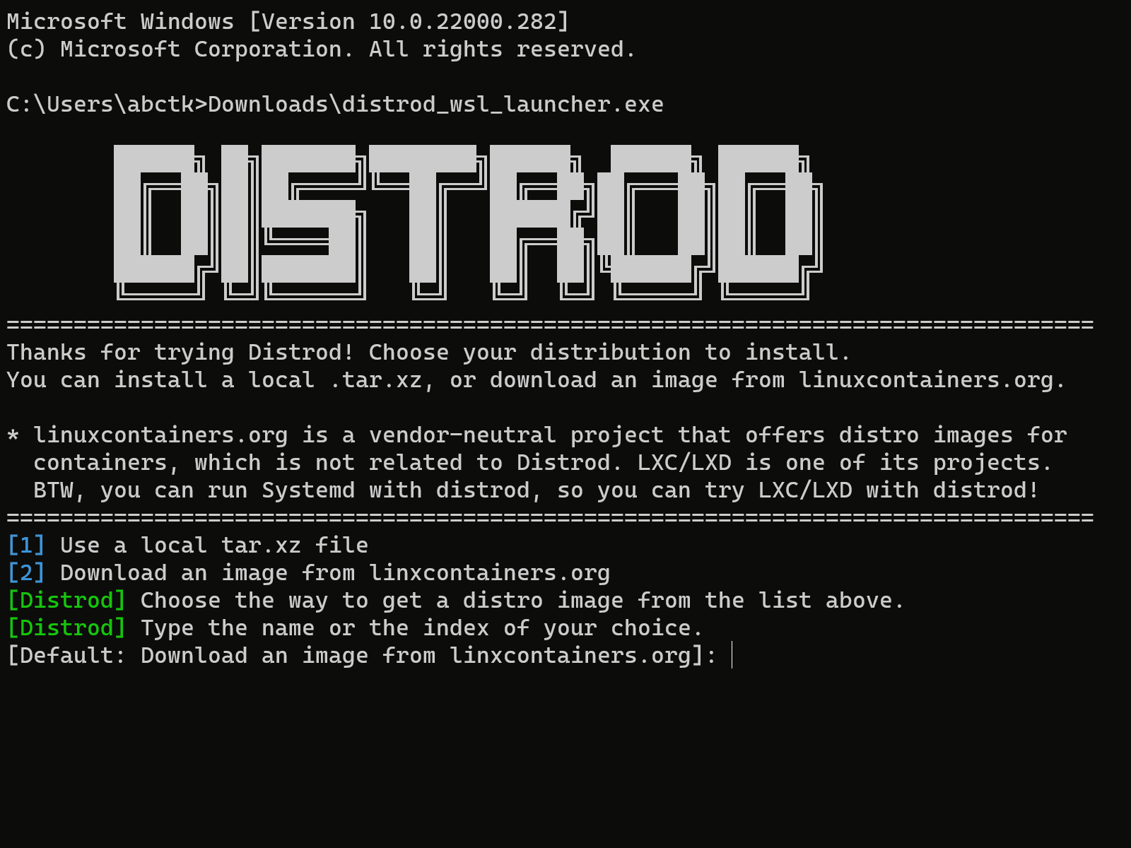 Distrod is installing Arch Linux