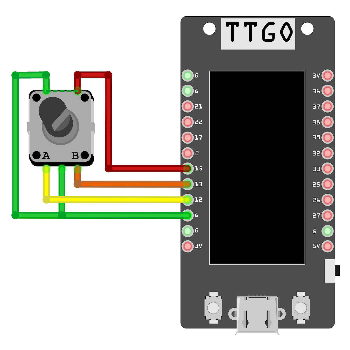 wiring diagram of rotary encoder with t-display board
