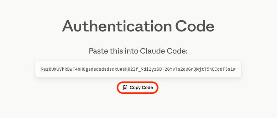 Anthropic authentication code page