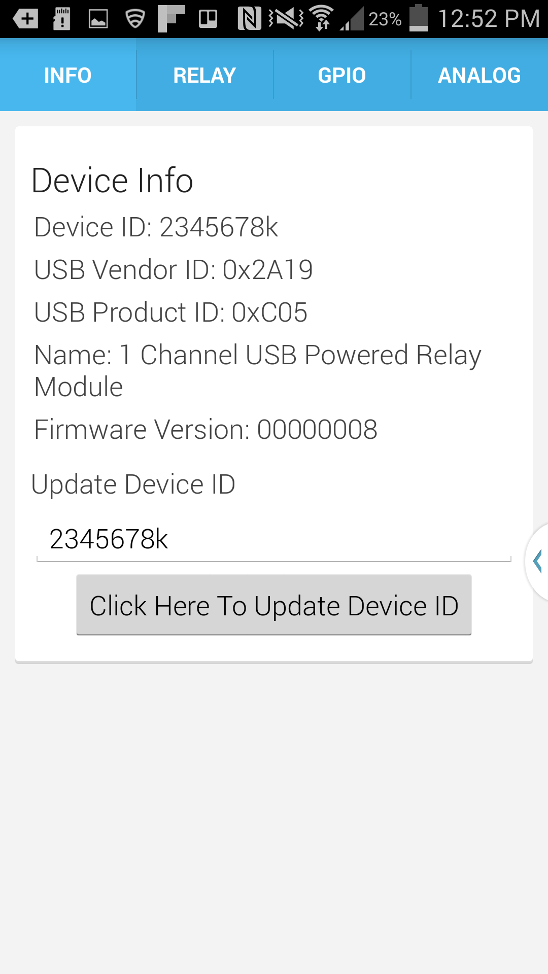 Device Info Screen