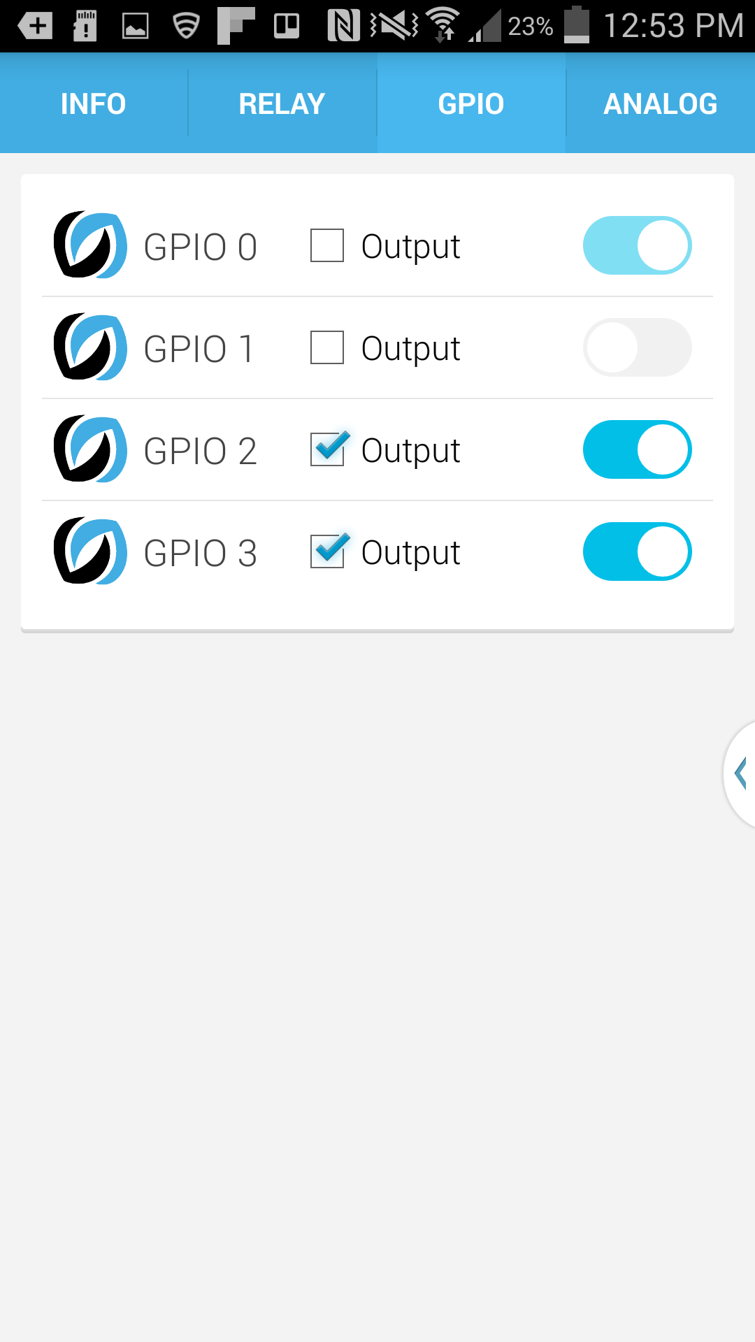 GPIO Control and Ststus Screen