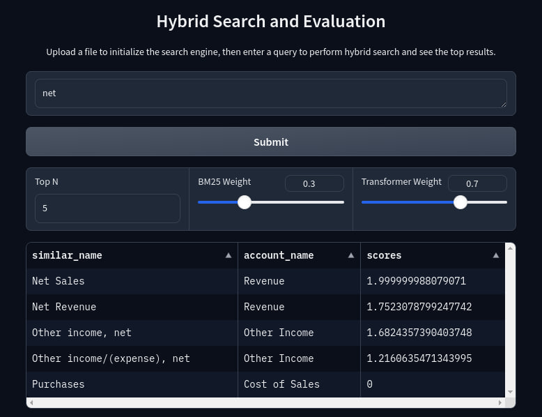 Hybrid Search Interface