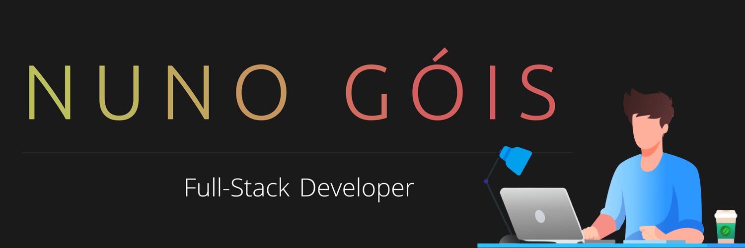 banner that says Nuno Góis - Full-Stack Developer alongside a minimalist illustration of Nuno