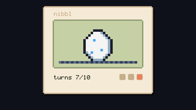 A pixel egg wobbles, cracks and hatches into a small blue pet that blinks and pops a heart