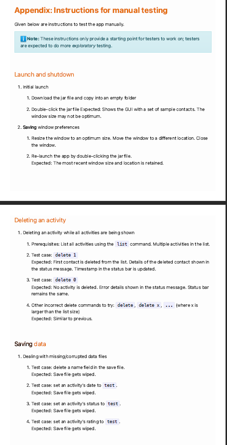 Instructions for manual testing not updated and substantiated enough ...