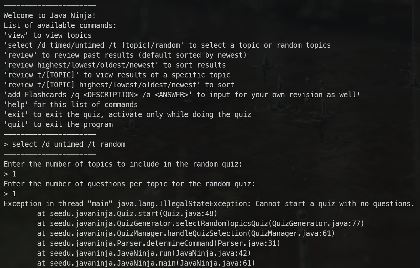 Select command crashes program when there's no topics · Issue #207 ...