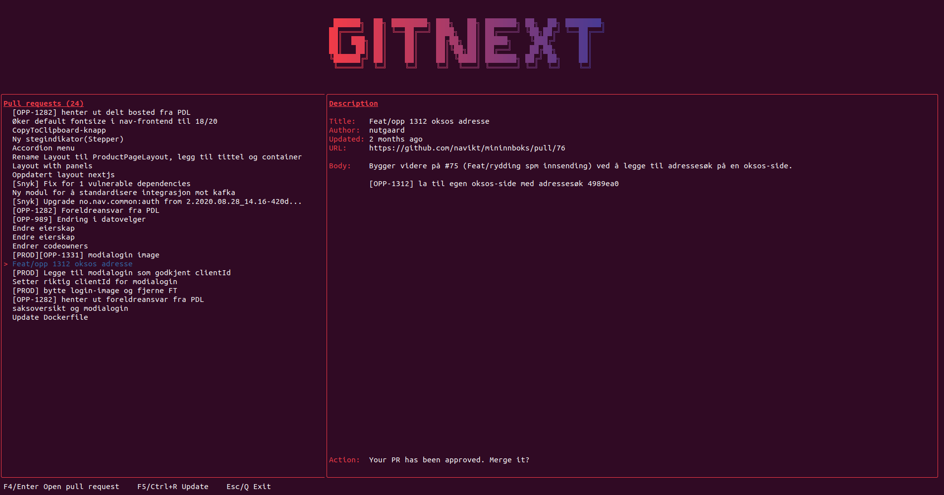 screenshot of gitnext