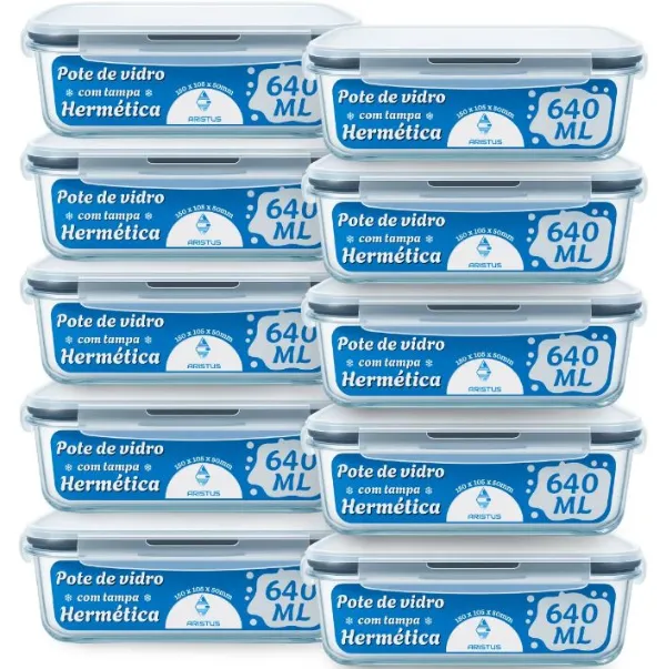 Kit de Potes Herméticos de Vidro para conservação de alimentos