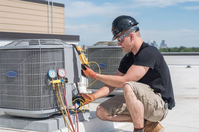 Illustrative HVAC service technician