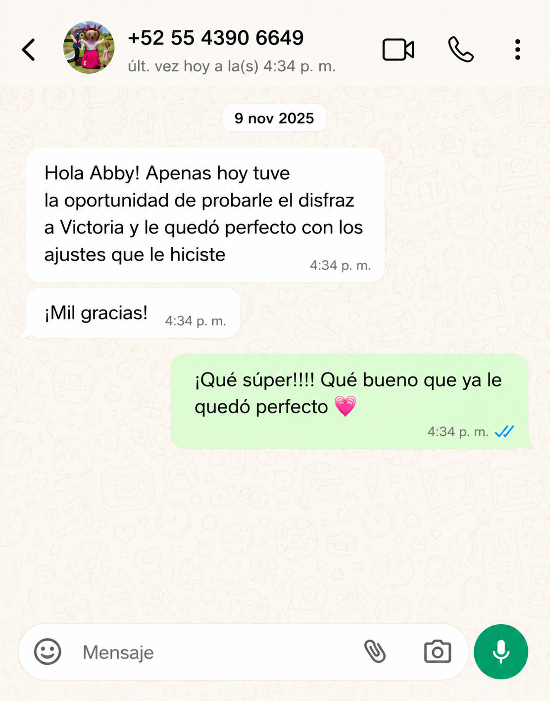 Opinion de cliente en WhatsApp
