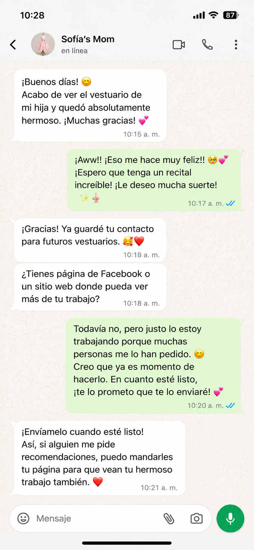 Opinion de cliente en WhatsApp