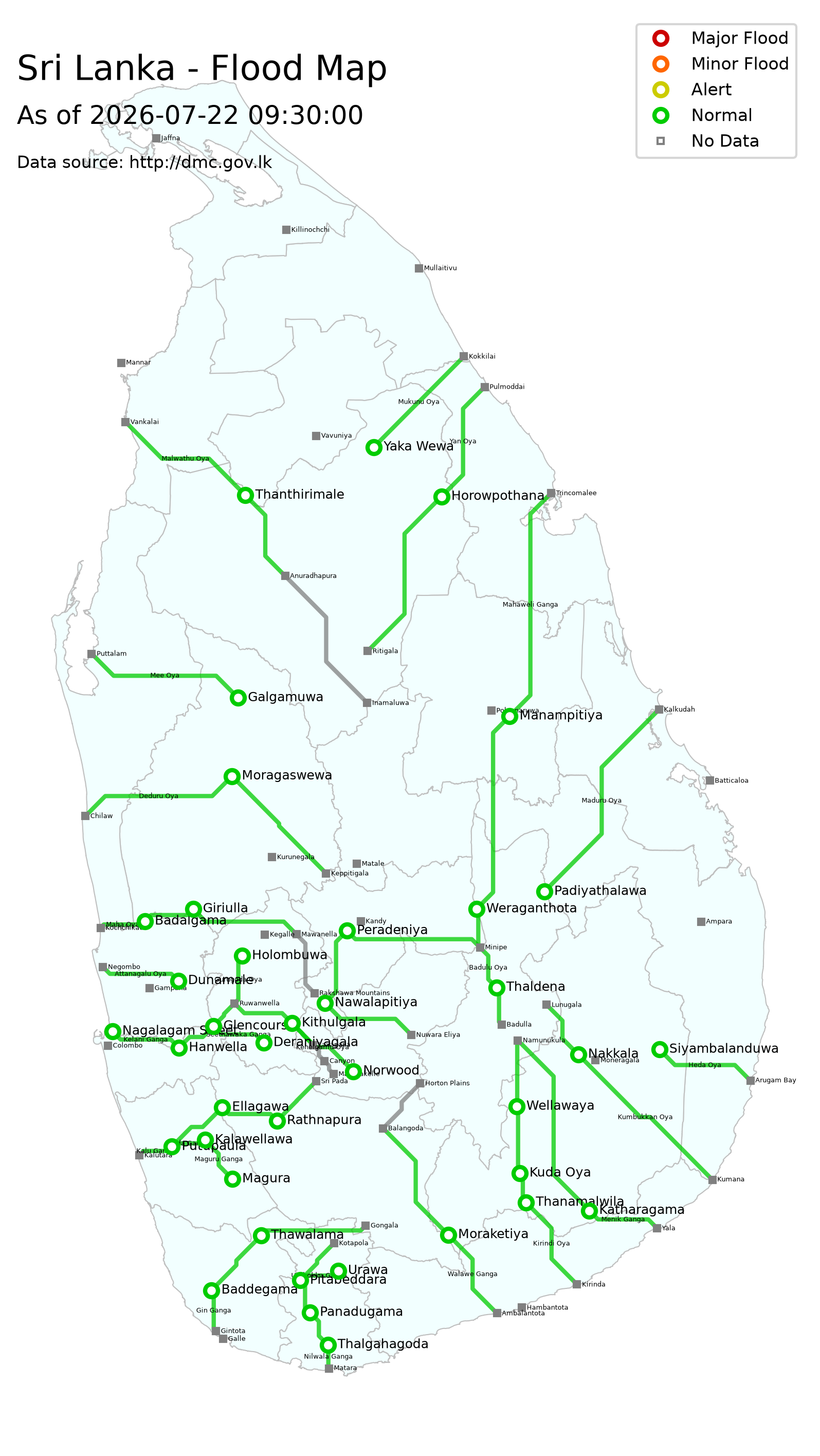 Real-time Flood Map of Sri Lanka