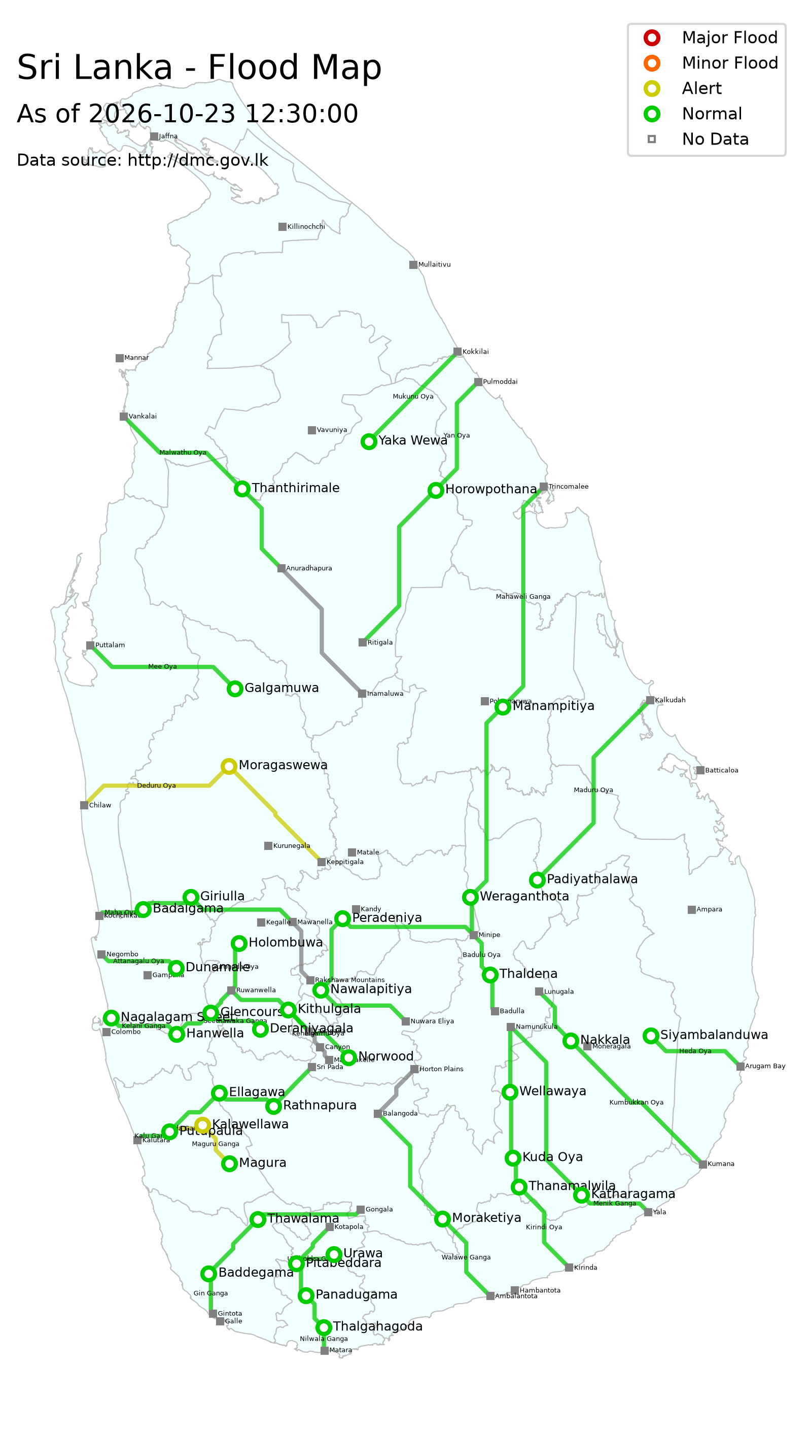 Real-time Flood Map of Sri Lanka