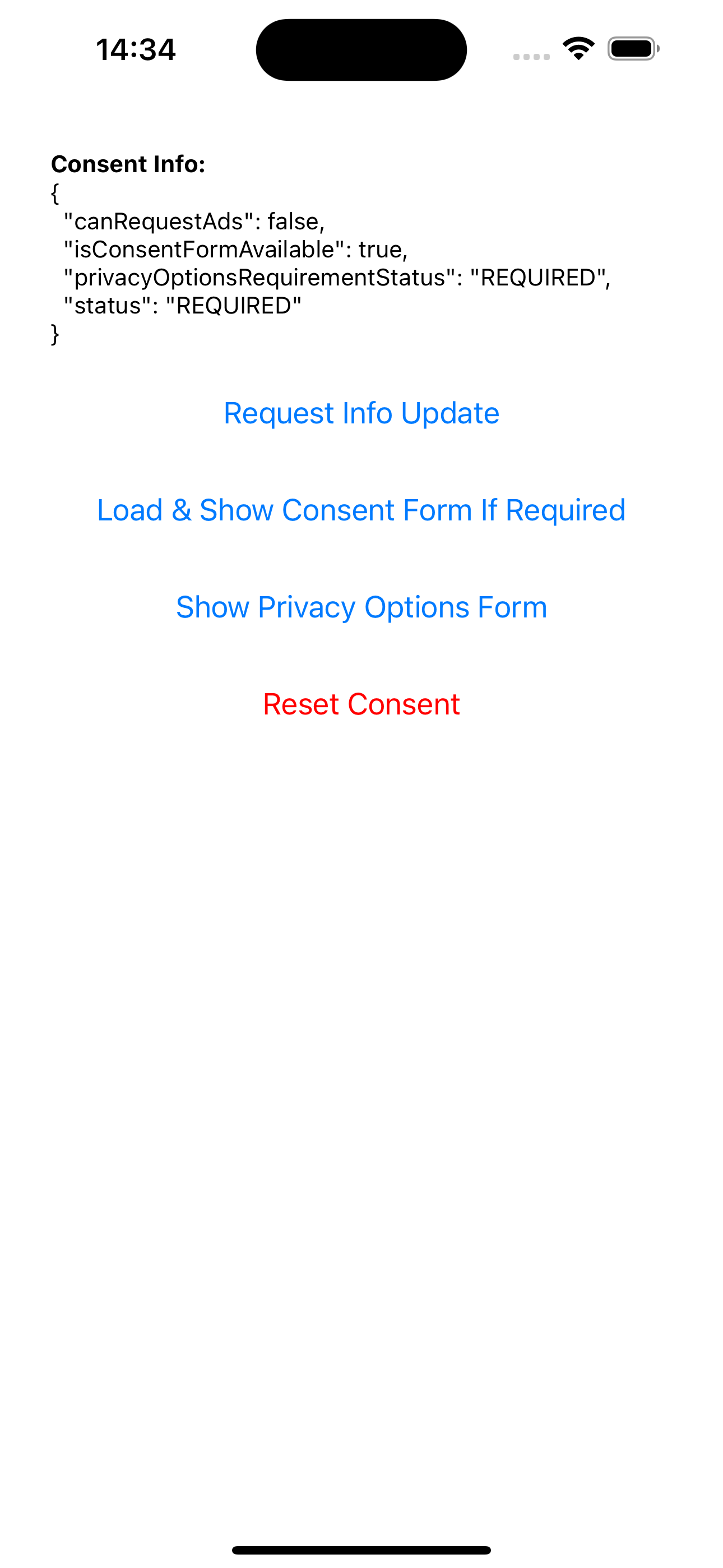 iOS Consent Required