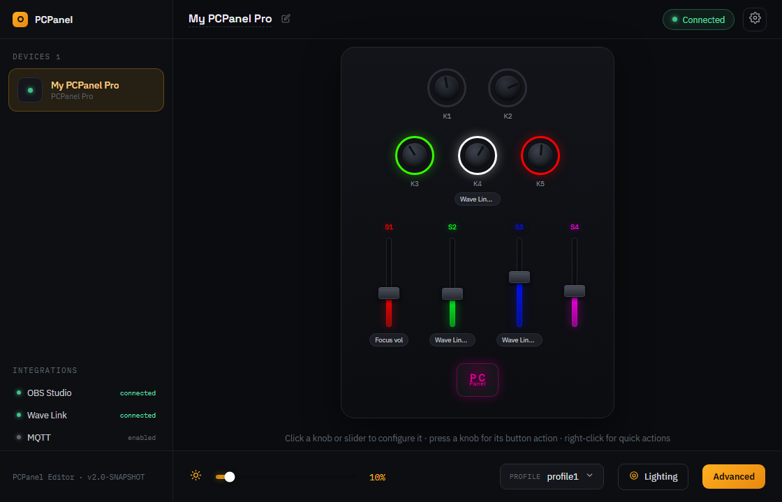 Screenshot of PCPanel
