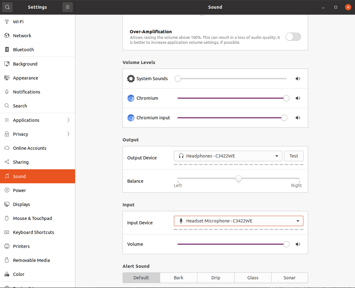 Ubuntu sound settings
