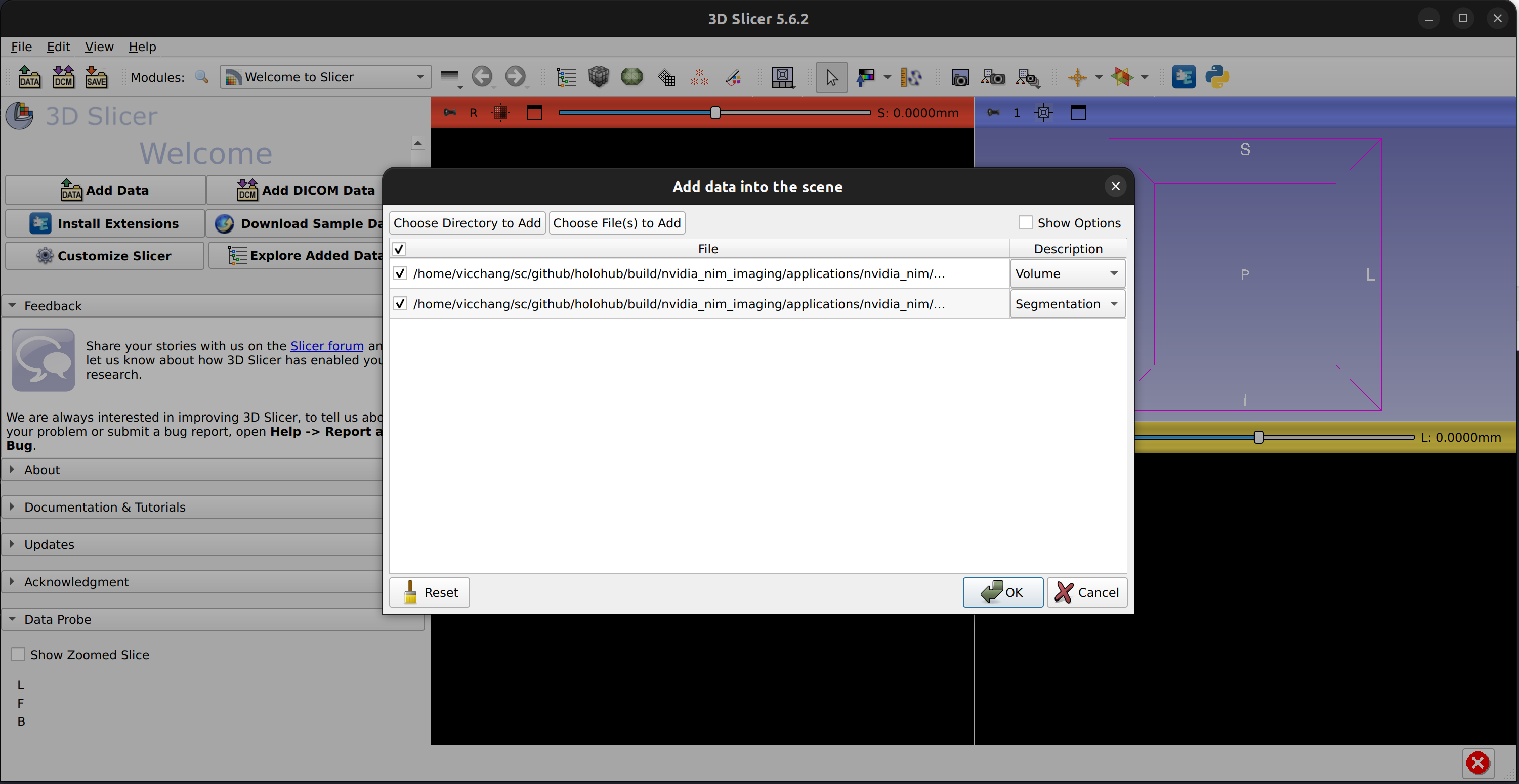 3D Slicer add data dialog