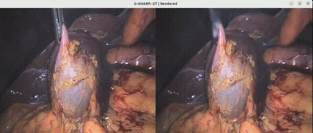 G-SHARP Rendering — Ground Truth vs Reconstructed (CMR surgical video)