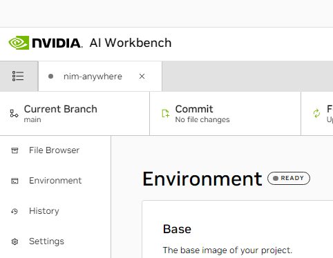 AI Workbench Side Menu