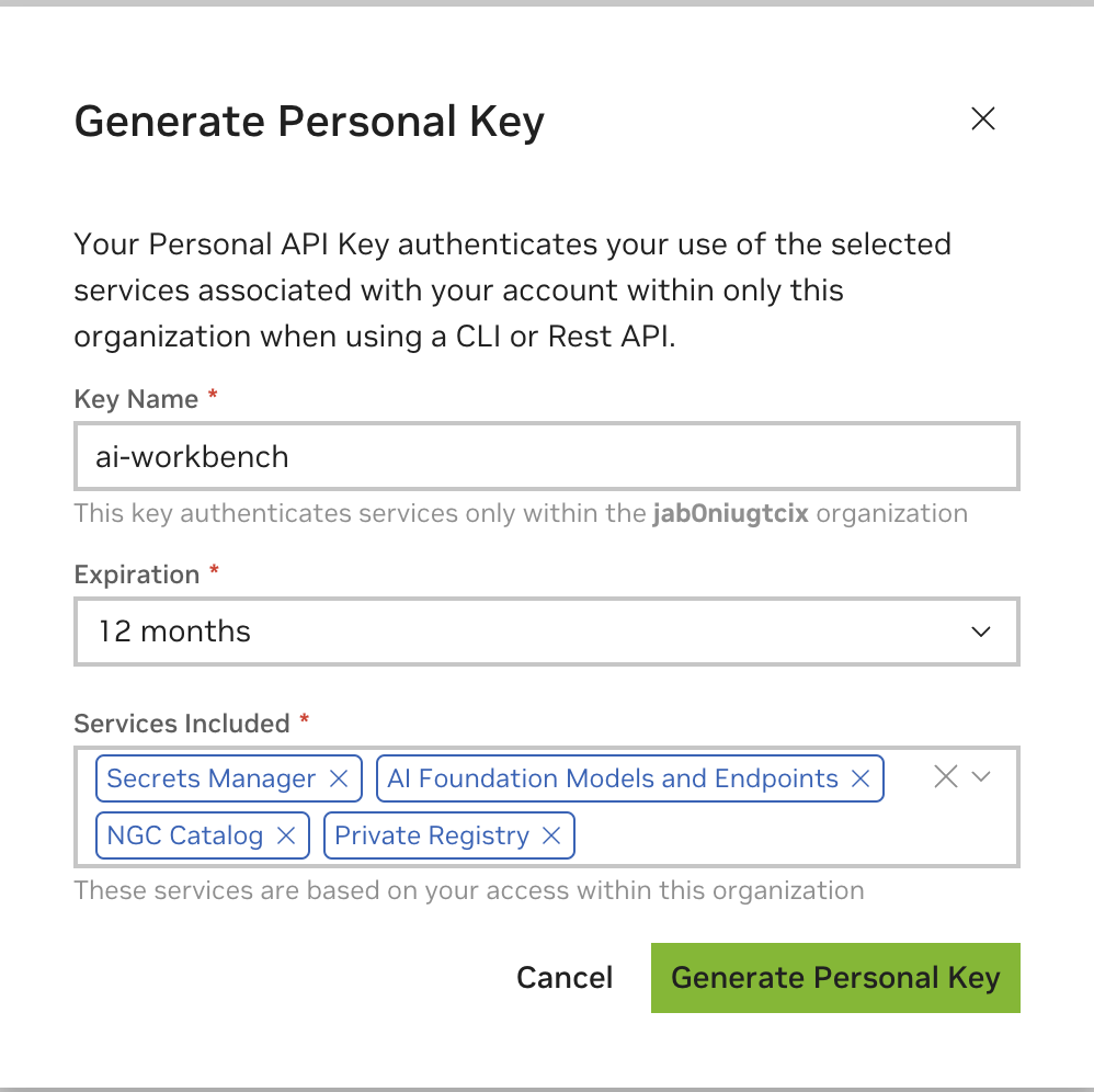 Personal Key Form